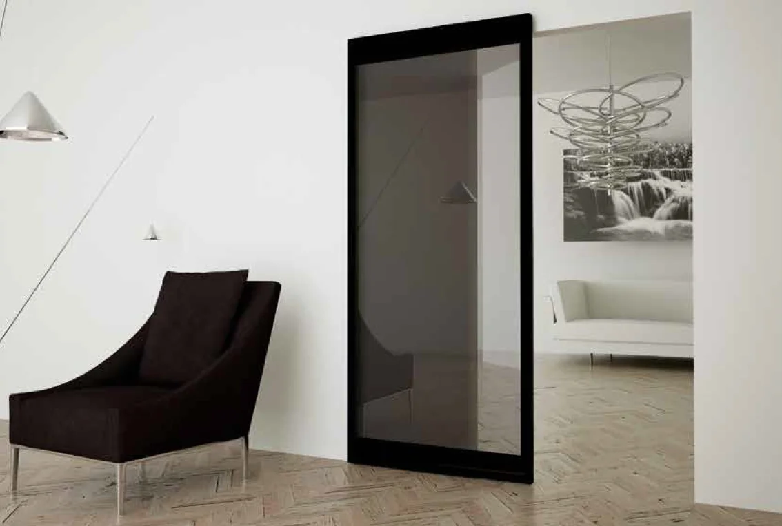 INVISIBLE-2 FRAME 1100/3000 NS, раздвижная система для дверей шириной  1100мм, высотой 3000мм, цвет - черный фото купить Москва