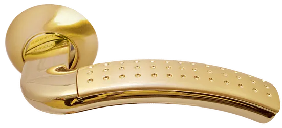 ПАЛАЦЦО, ручка дверная MH-02P SG/GP, цвет мат.золото/золото,с перфорацией фото купить Москва