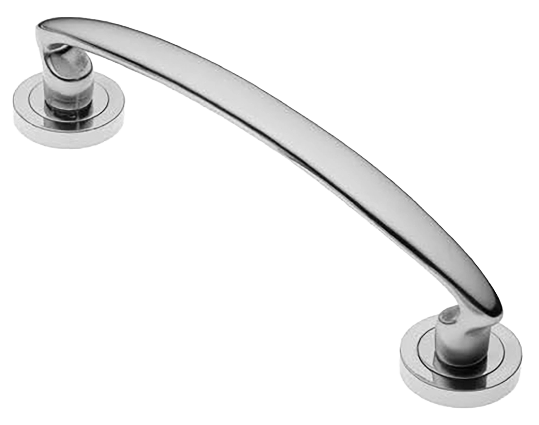 Ручка-скоба дверная FLAMINGO PH CRO на круглой розетке, цвет хром, латунь фото купить Москва