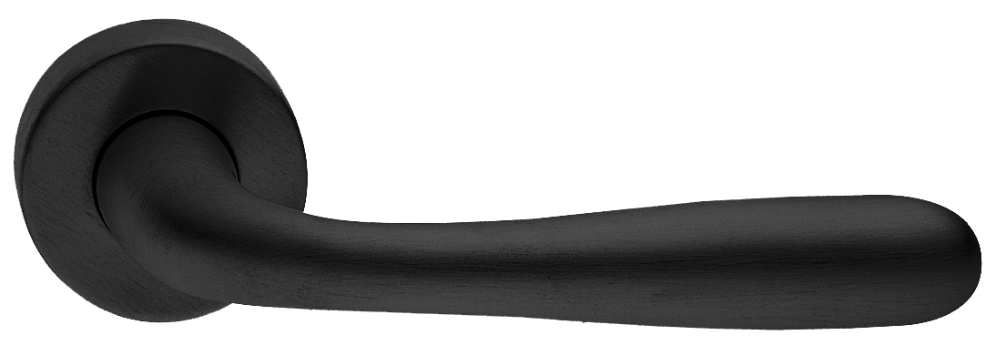 Ручка дверная RUBINO R2 NERO раздельная на круглой розетке, цвет черный, латунь фото купить Москва