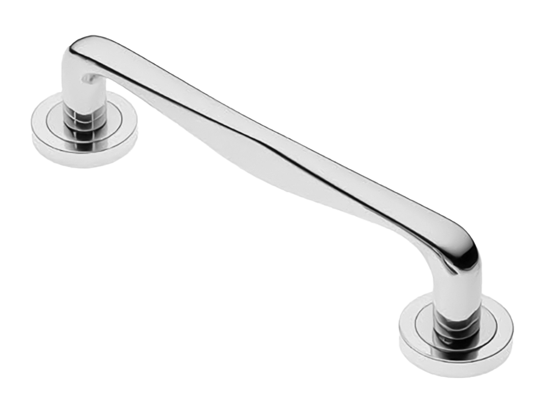 Ручка-скоба дверная PETRA PH CRO на круглой розетке, цвет хром, латунь фото купить Москва