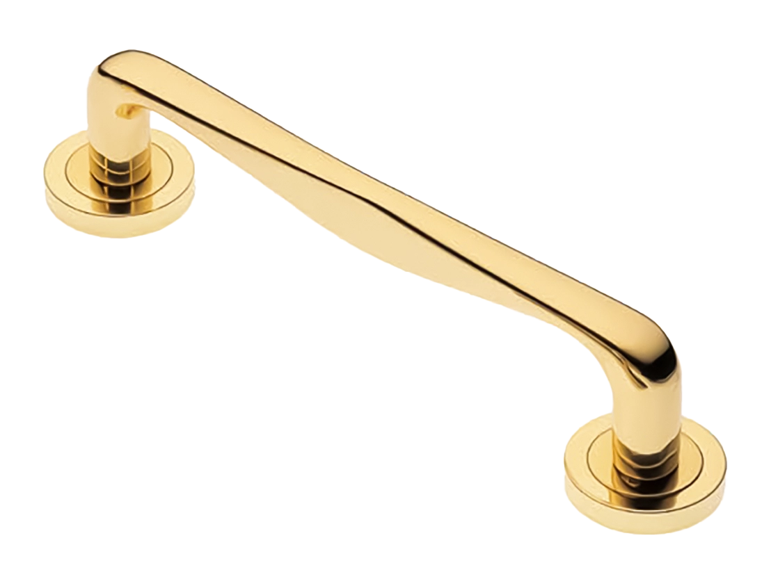 Ручка-скоба дверная PETRA PH OTL на круглой розетке, цвет золото, латунь фото купить Москва