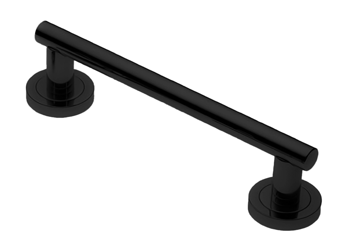 Ручка-скоба дверная CALLA PH 300MM NERO на круглой розетке, цвет черный, латунь фото купить Москва