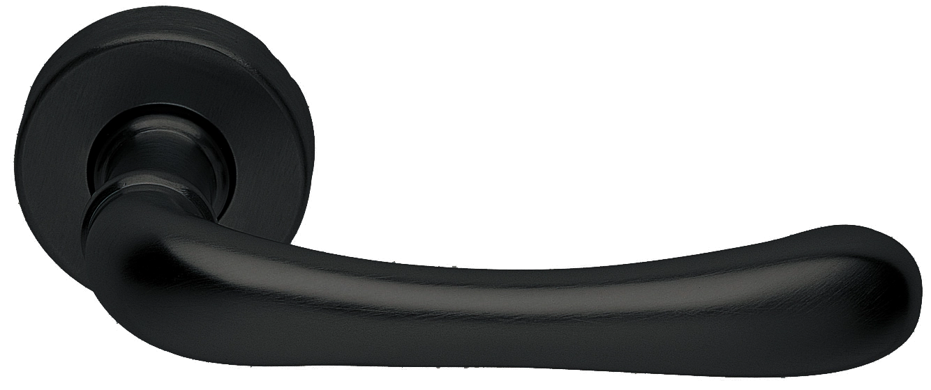 Ручка дверная RING R3-E NERO раздельная на круглой розетке, цвет - черный фото купить Москва