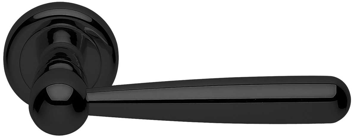 Ручка дверная PINOKKIO R4 NERO раздельная на круглой розетке, цвет - черный фото купить Москва