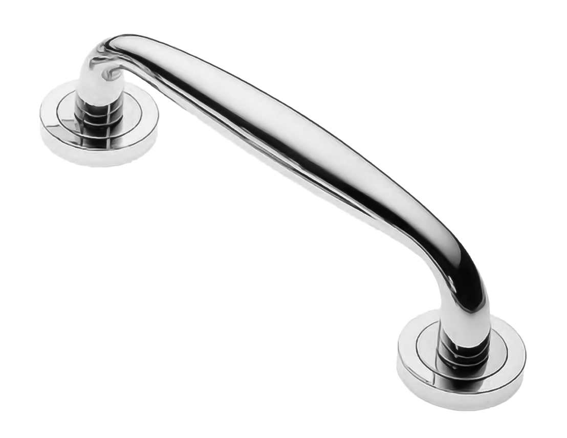 Ручка-скоба дверная Ручка-скоба дверная AIR W1 CRO на круглой розетке, цвет хром, латунь фото купить Москва