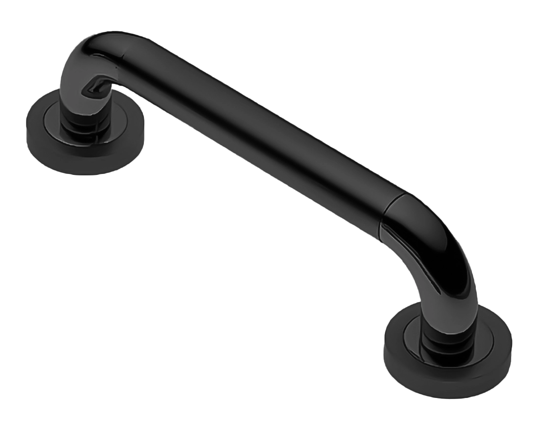 Ручка-скоба дверная GAVANA PH NERO на круглой розетке, цвет черный, латунь фото купить Москва