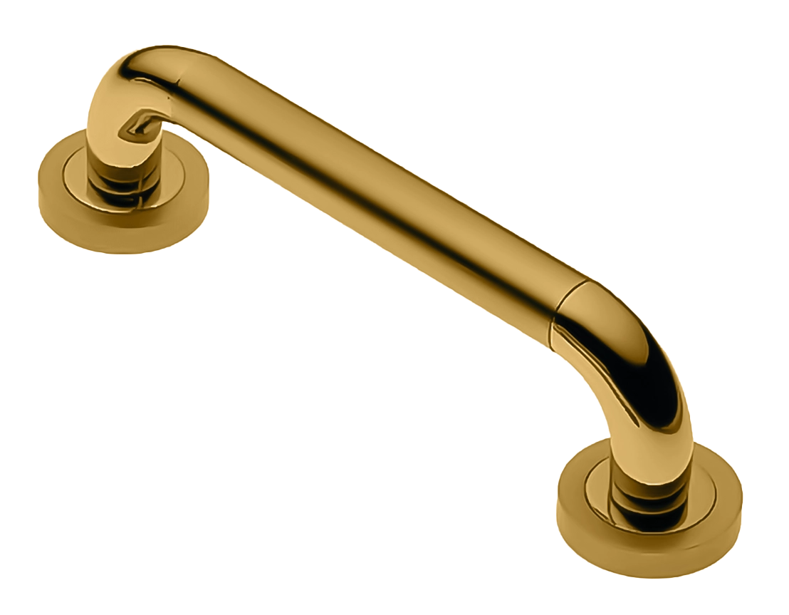 Ручка-скоба дверная GAVANA PH OTL на круглой розетке, цвет золото, латунь фото купить Москва