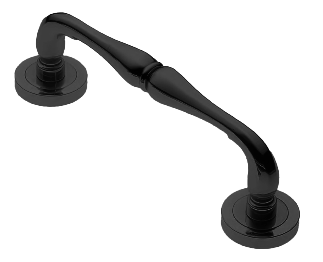 Ручка-скоба дверная Ручка-скоба дверная ASTRO PH NERO на круглой розетке, цвет черный, латунь фото купить Москва