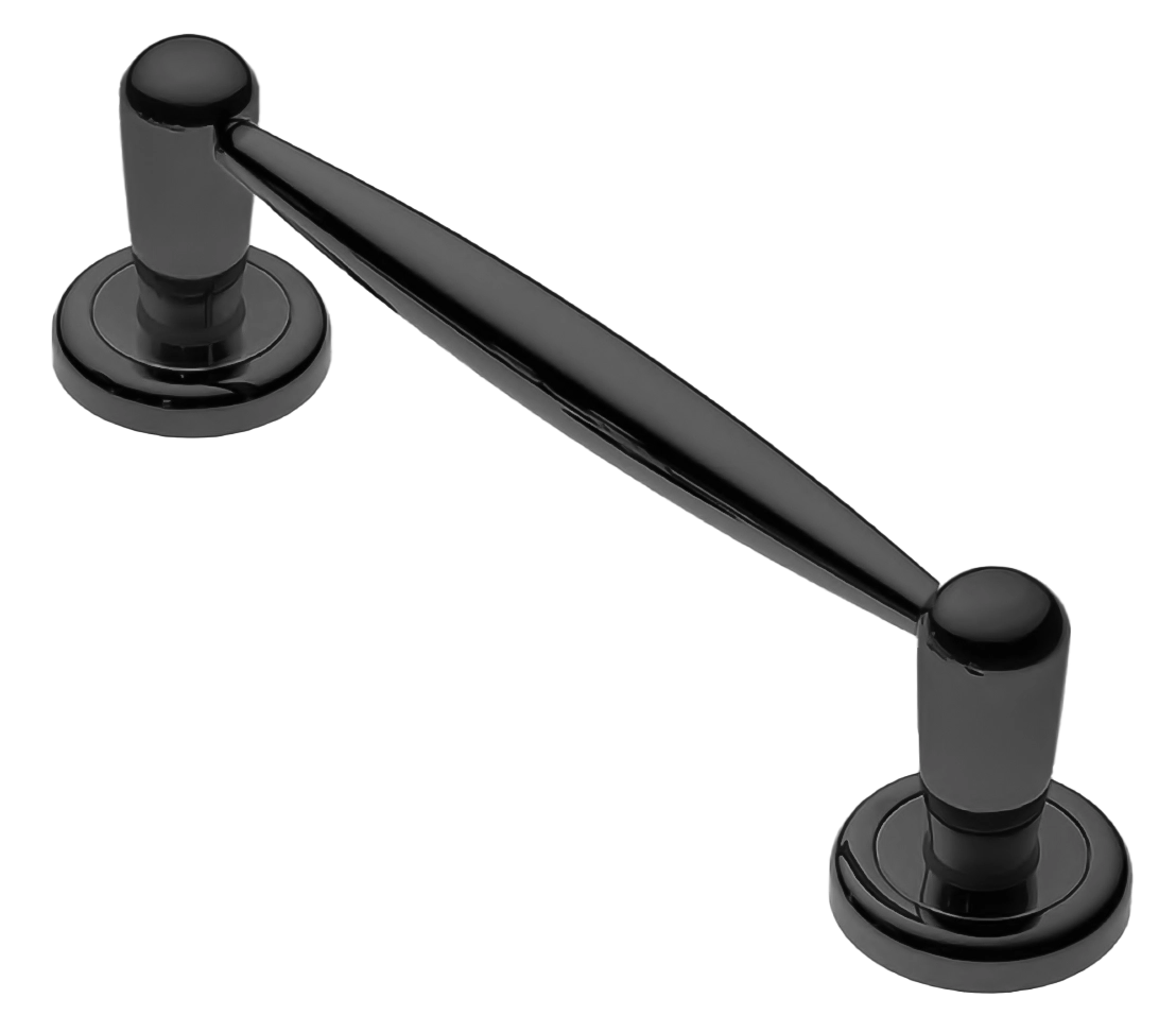 Ручка-скоба дверная Ручка-скоба дверная PINOKKIO PH NERO на круглой розетке, цвет черный, латунь фото купить Москва