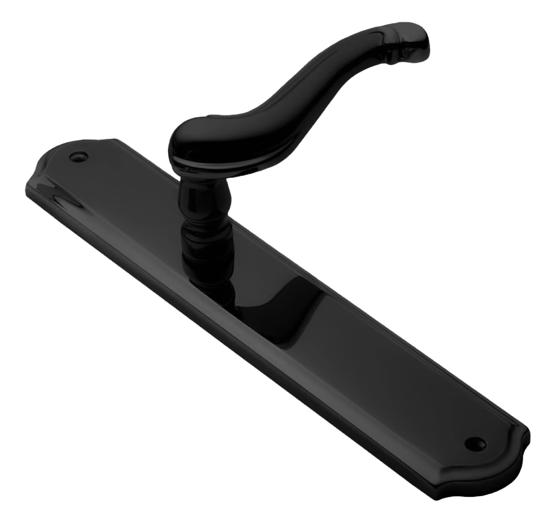 Ручка дверная BAROCCO PL NERO на планке, цвет черный, латунь фото купить Москва