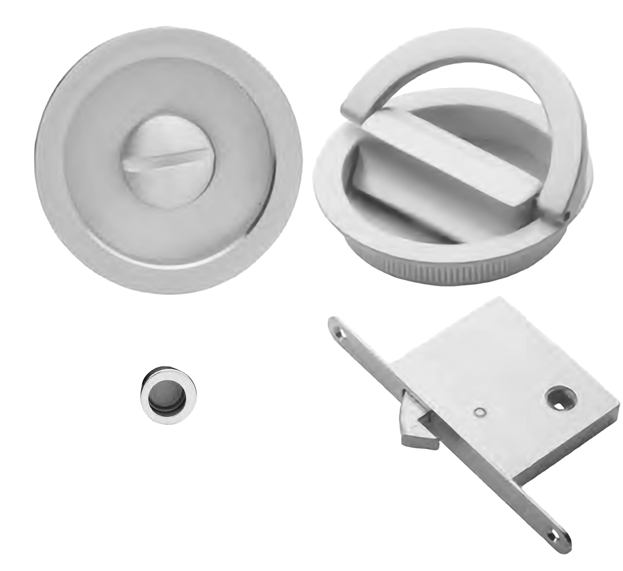 Комплект ручек для раздвижных дверей ART.75/B CRO с заверткой WC, пальчиковой ручкой и замком, цвет хром, латунь фото купить Москва