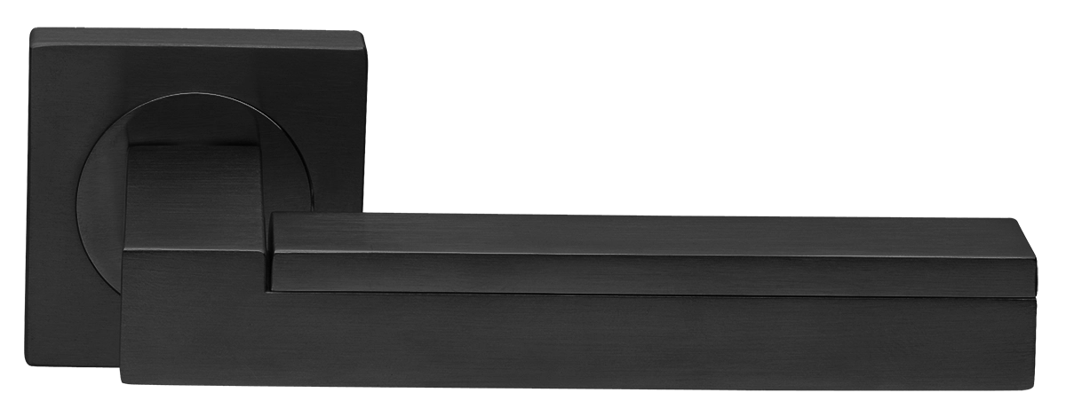 Ручка дверная ISLAND S2 NERO раздельная на квадратной розетке, цвет черный, латунь фото купить в Москве