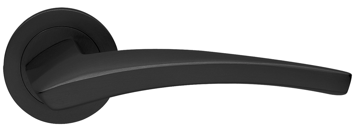 Ручка дверная WIND R2 NERO раздельная на круглой розетке, цвет черный, латунь фото купить в Москве