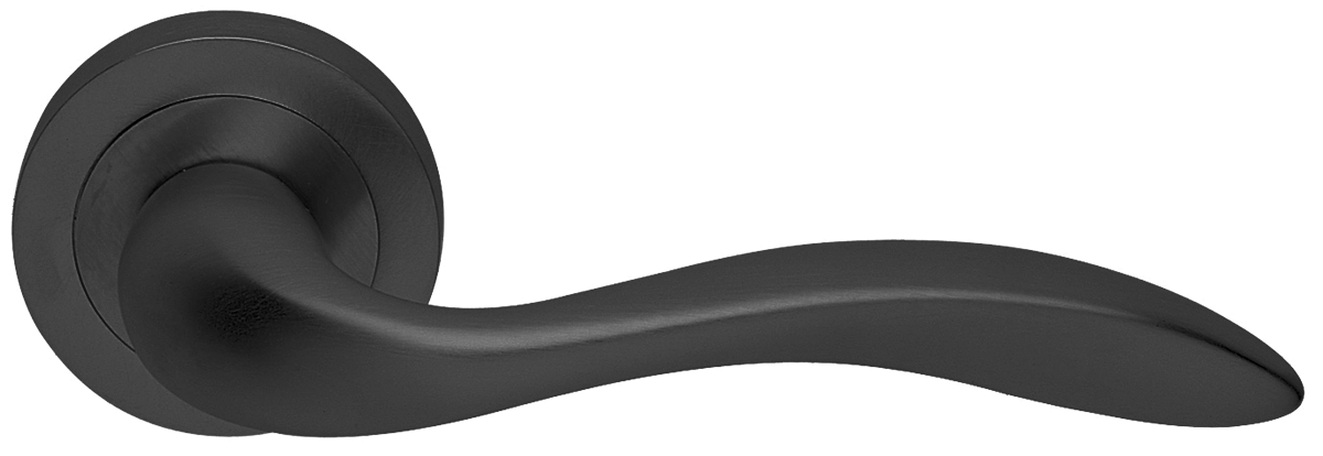 Ручка дверная LEON R2 NERO раздельная на круглой розетке, цвет - черный фото купить в Москве