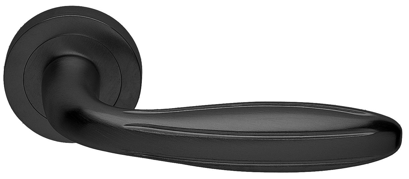 Ручка дверная BUD R2 NERO раздельная на круглой розетке, цвет - черный фото купить в Москве