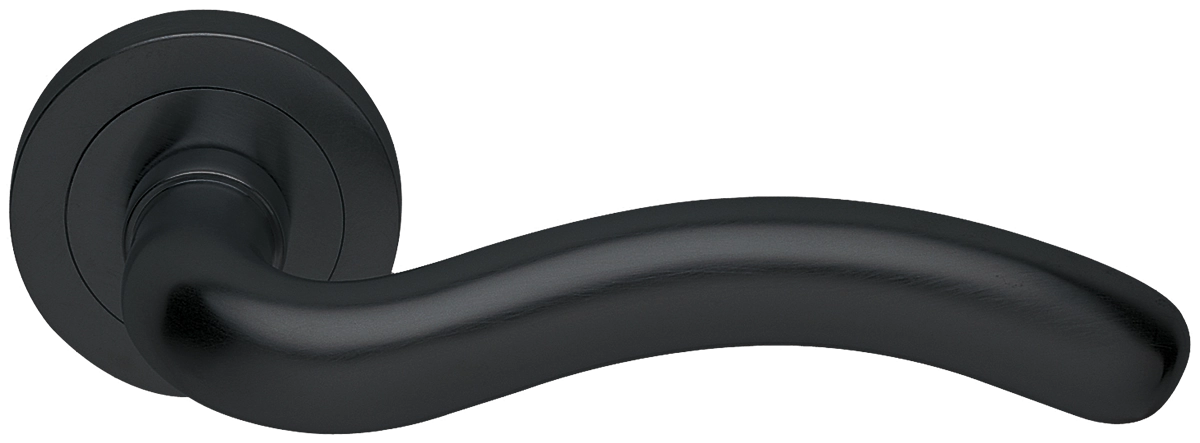 Ручка дверная SNAKE R2 NERO раздельная на круглой розетке, цвет - черный фото купить в Москве