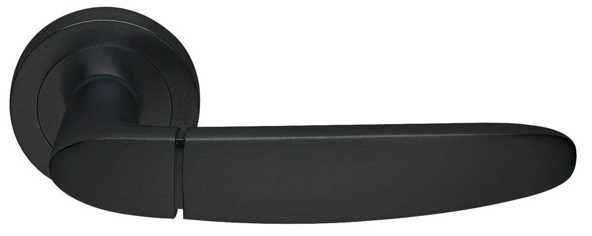 Ручка дверная SAIL R2 NERO раздельная на круглой розетке, цвет - черный фото купить в Москве