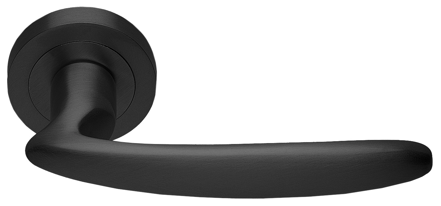 Ручка дверная FLAMINGO R2 NERO раздельная на круглой розетке, цвет черный, латунь фото купить в Москве