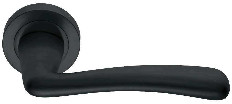 Ручка дверная COCKATOO R2 NERO раздельная на круглой розетке, цвет - черный фото купить в Москве