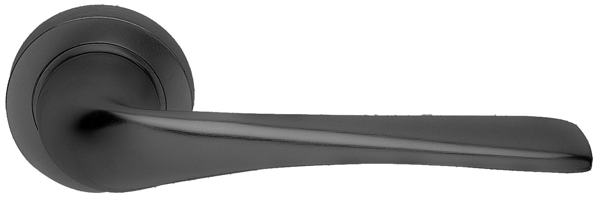 Ручка дверная LE MANS R2 NERO раздельная на круглой розетке, цвет - черный фото купить в Москве