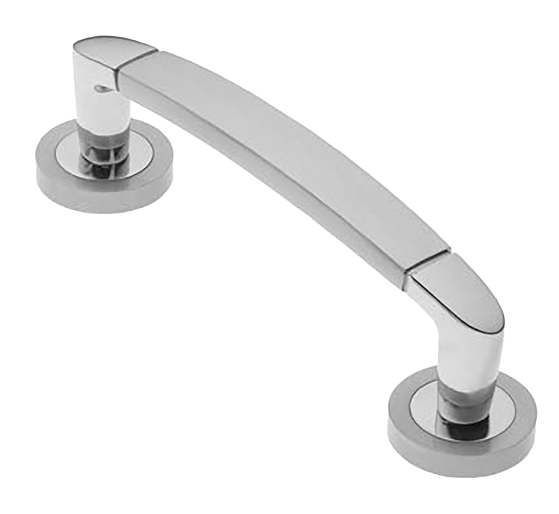 Ручка-скоба дверная SAIL PH CSA/CRO на круглой розетке, цвет матовый хром/хром, латунь фото купить в Москве