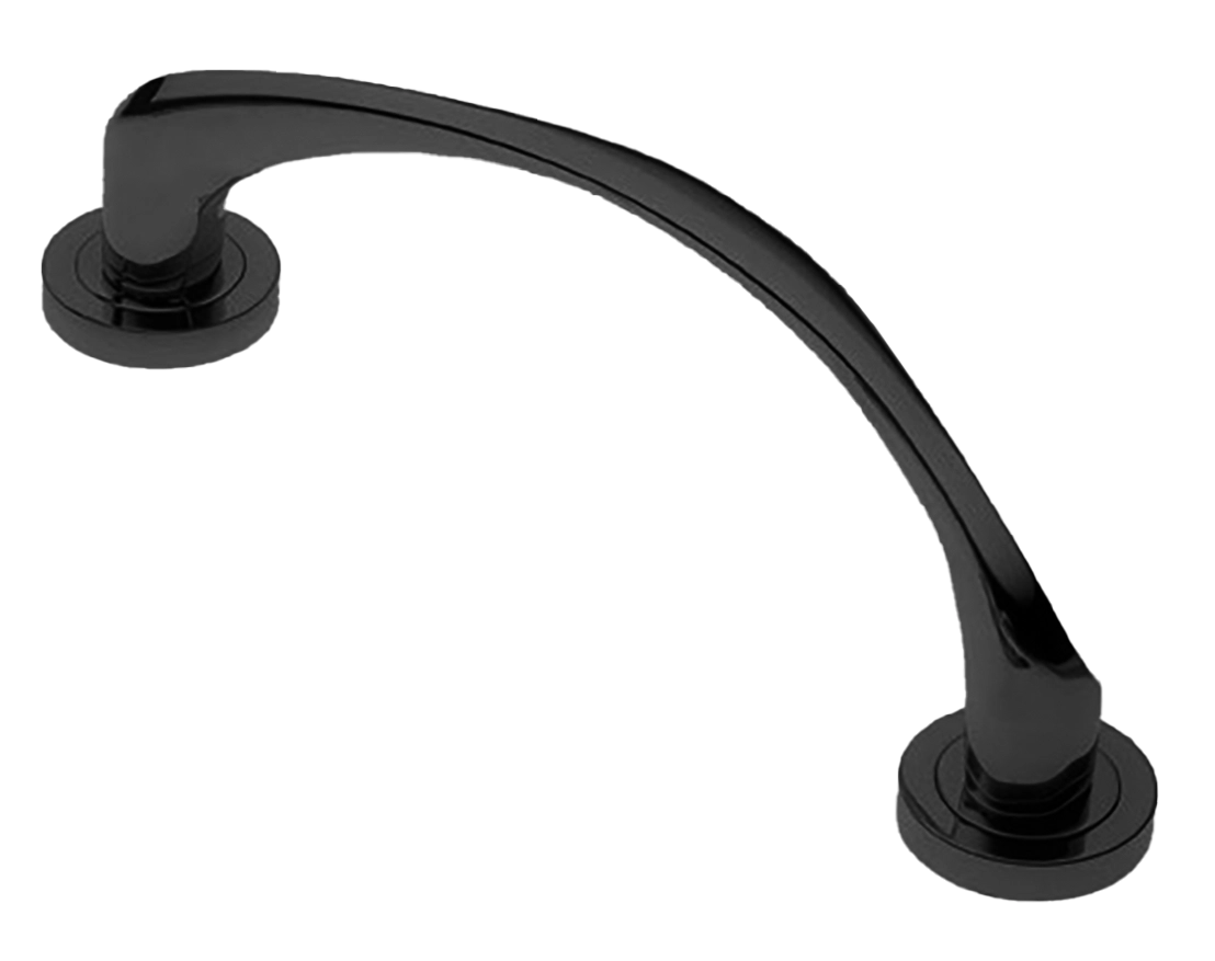 Ручка-скоба дверная COBRA PH NERO на круглой розетке, цвет черный, латунь фото купить в Москве