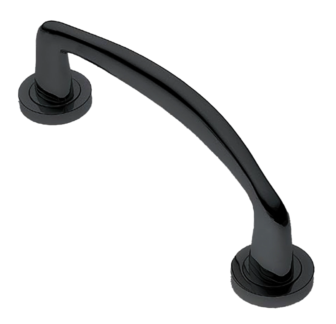 Ручка-скоба дверная COCKATOO PH NERO на круглой розетке, цвет черный, латунь фото купить в Москве