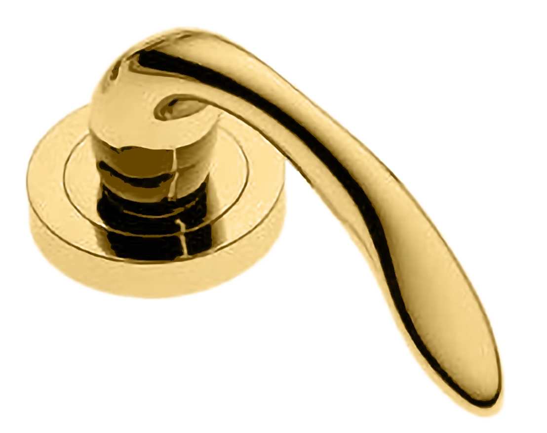 Ручка оконная LEON W1 OTL на прямоугольной розетке, цвет золото, латунь фото купить в Москве