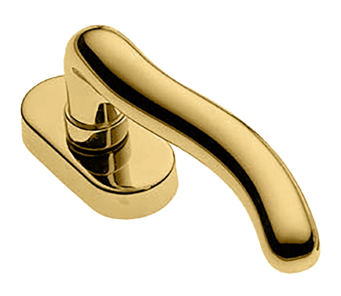 Ручка оконная SNAKE W1 OTL на прямоугольной розетке, цвет золото, латунь фото купить в Москве