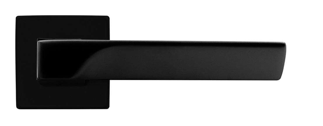 Ручка дверная FIORD S5 NERO-ST на квадратной розетке цвет черный soft-touch, ЦАМ фото купить в Москве