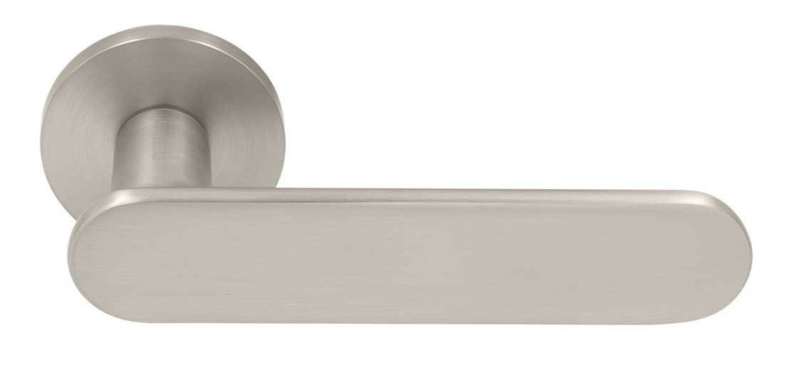 Ручка дверная MH-65-R6 SEMPIONE MSN на круглой розетке, цвет матовый сатинированный никель фото купить Москва