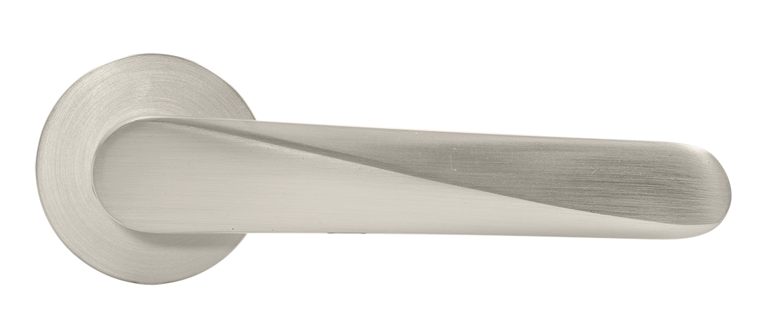 Ручка дверная CAYAN MH-58-R6 MSN раздельная на круглой розетке 6 мм, цвет матовый сатинированный никель, ЦАМ фото купить в Москве