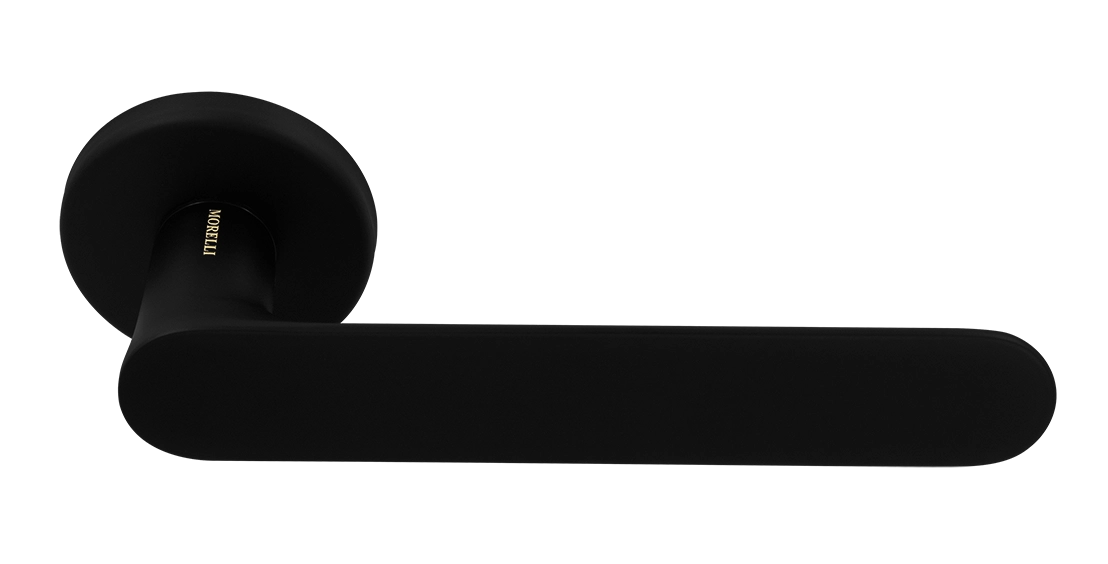 Ручка дверная LE BOAT R5 NERO-ST раздельная на круглой розетке, цвет черный soft-touch, латунь фото купить Москва