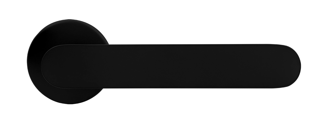 Ручка дверная LE BOAT R5 NERO-ST раздельная на круглой розетке, цвет черный soft-touch, латунь фото купить в Москве