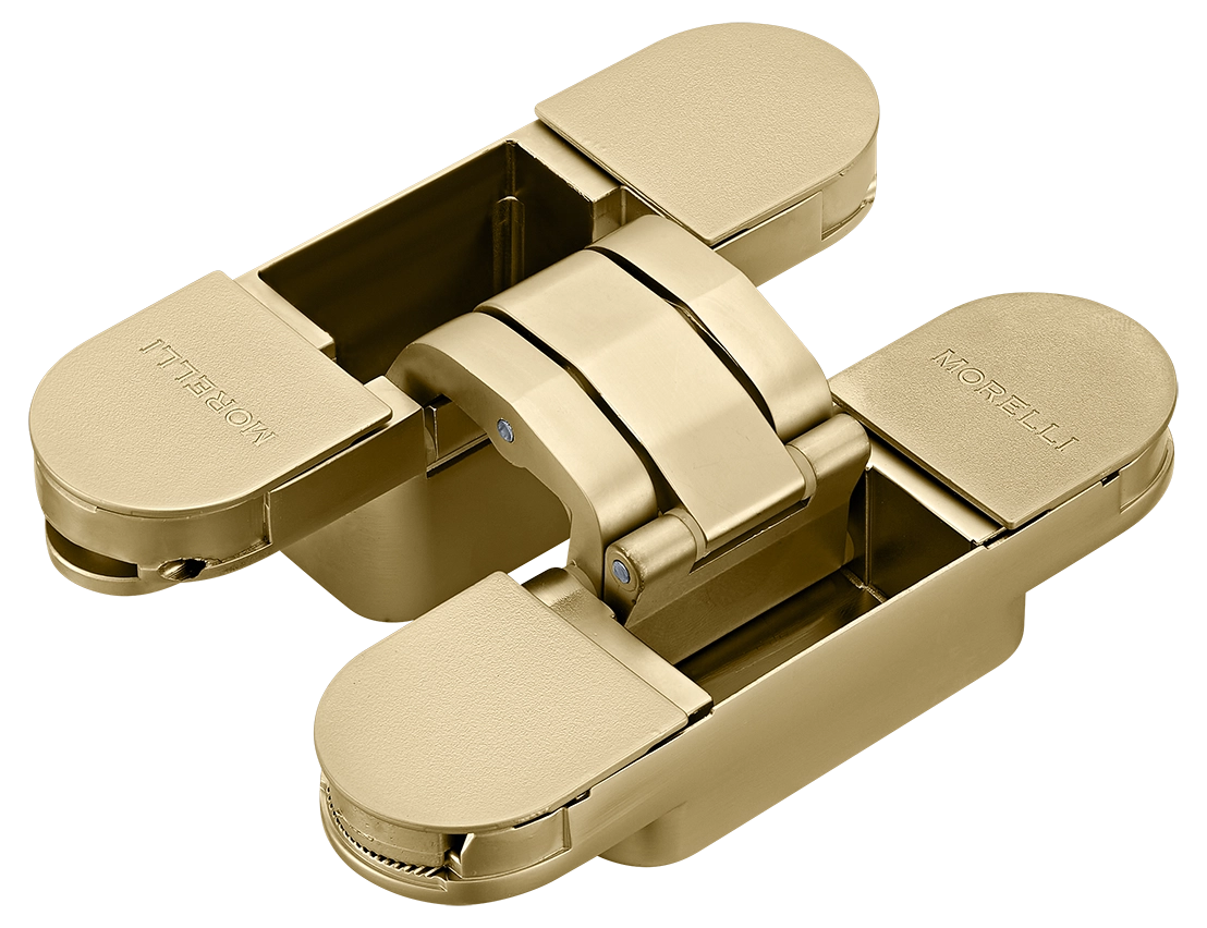 Петля скрытая HH-24 MSG врезная с 3D-регулировкой вес полотна до 40 кг, цвет матовое сатинированное золото фото купить Москва