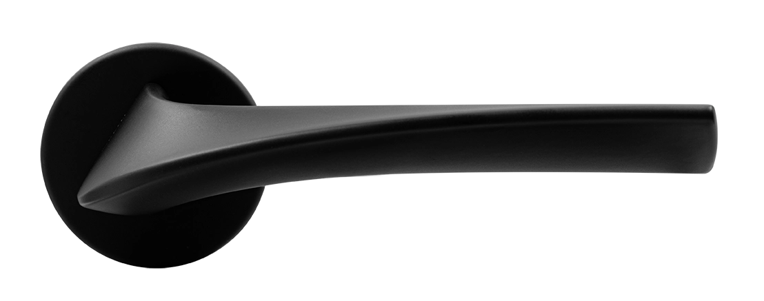 Ручка дверная COMETA R5 NERO-ST на круглой розетке цвет черный soft-touch, ЦАМ фото купить в Москве