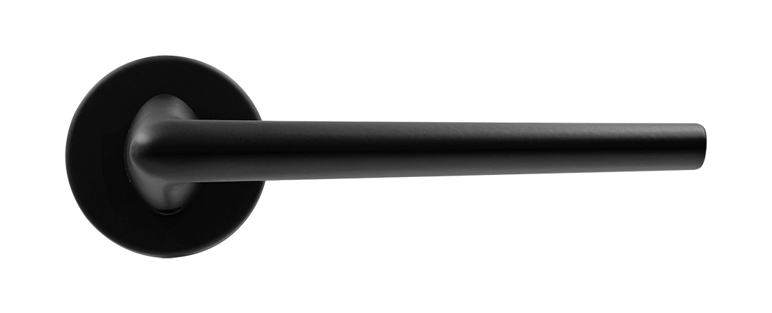 Ручка дверная THE FORCE R5 NERO-ST на круглой розетке, цвет черный soft-touch, ЦАМ фото купить в Москве