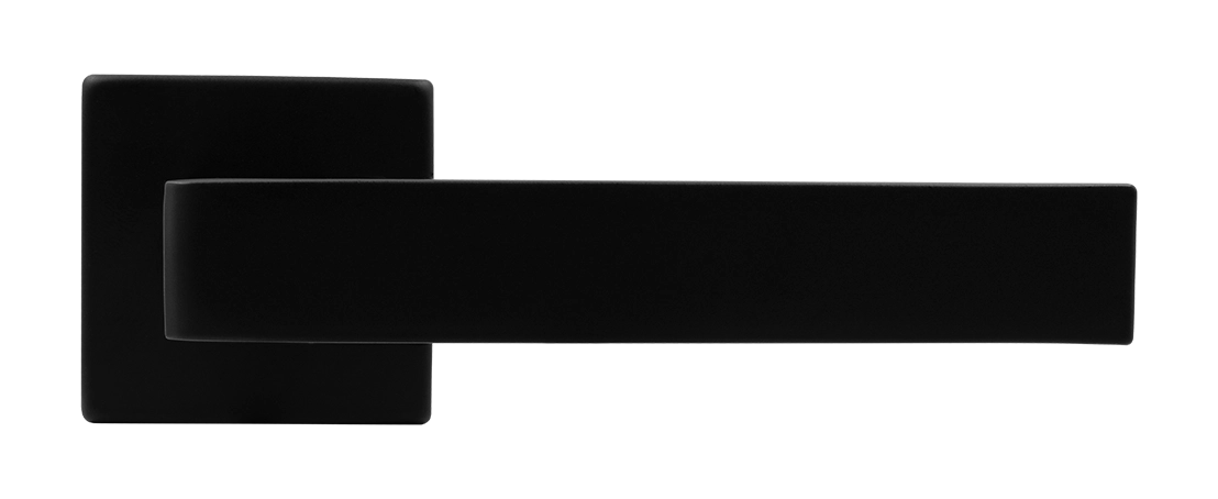 Ручка дверная HORIZONT S5 NERO-ST на квадратной розетке, цвет черный soft-touch, ЦАМ фото купить в Москве