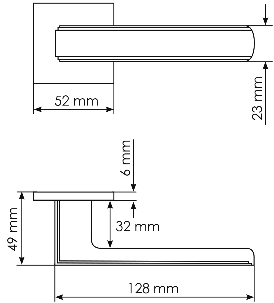 Ручка дверная MH-64-S6 ASC STEPS на квадратной розетке, цвет анодированный матовый хром, ЦАМ фото фурнитура Москва