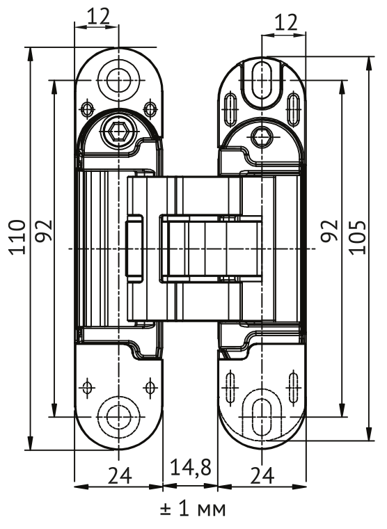 Петля скрытая HH-28 SC врезная с 3D-регулировкой вес полотна до 40 кг, цвет матовый хром фото купить в Москве