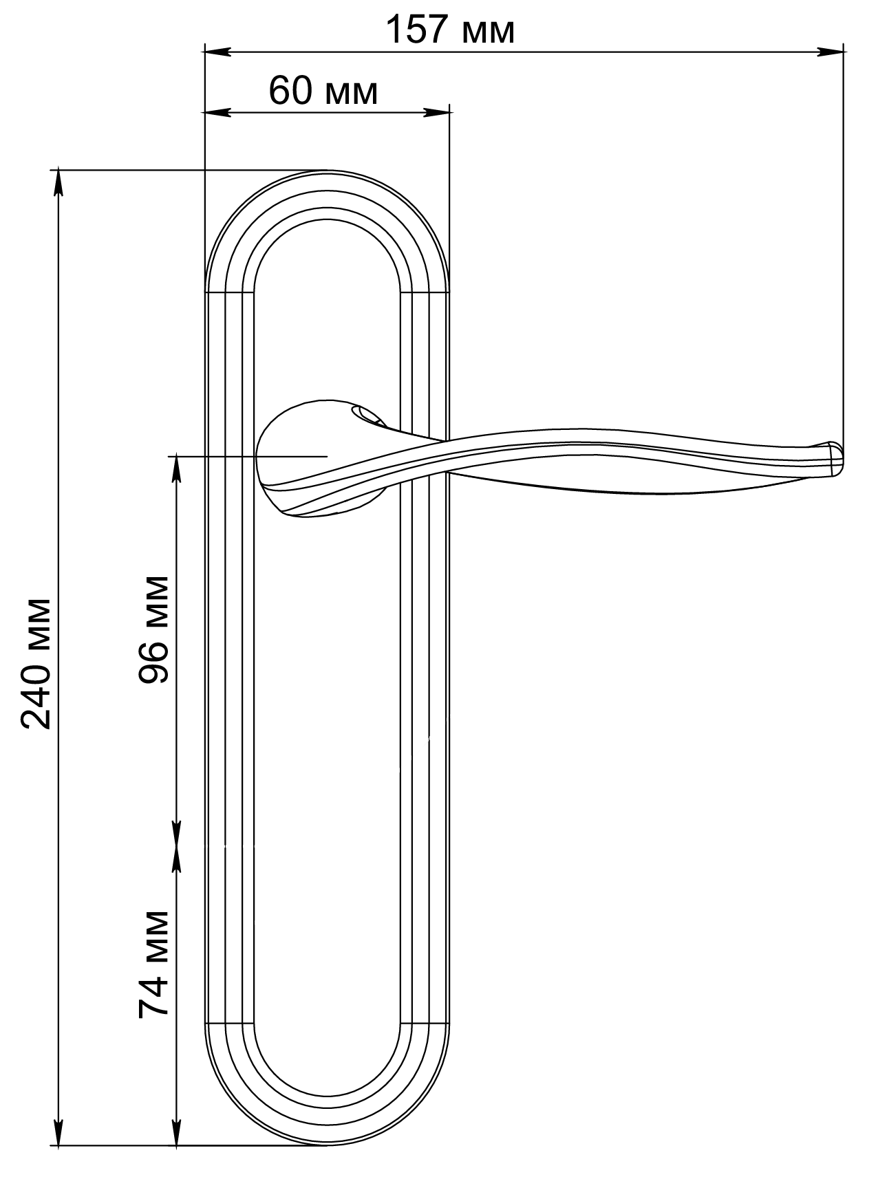 Ручка дверная SKYSCRAPER PLR SST на планке, цвет Летняя гроза/Summer Storm фото фурнитура Москва