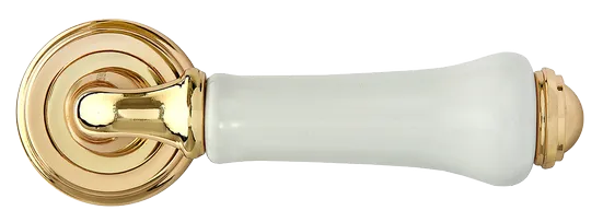 UMBERTO, ручка дверная MH-41-CLASSIC PG/W, цвет - золото/белый фото купить в Москве