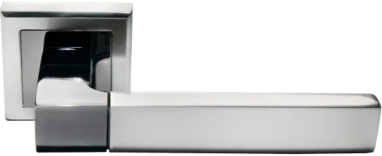 FUKOKU, ручка дверная MH-28 SN/BN-S, на квадратной накладке, цвет - бел. никель/черн. никель