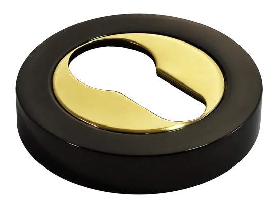LUX-KH-R2 NNO, накладка на евроцилиндр, цвет - черный хром/золото фото купить Москва